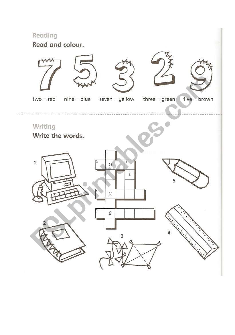 Numbers and things worksheet