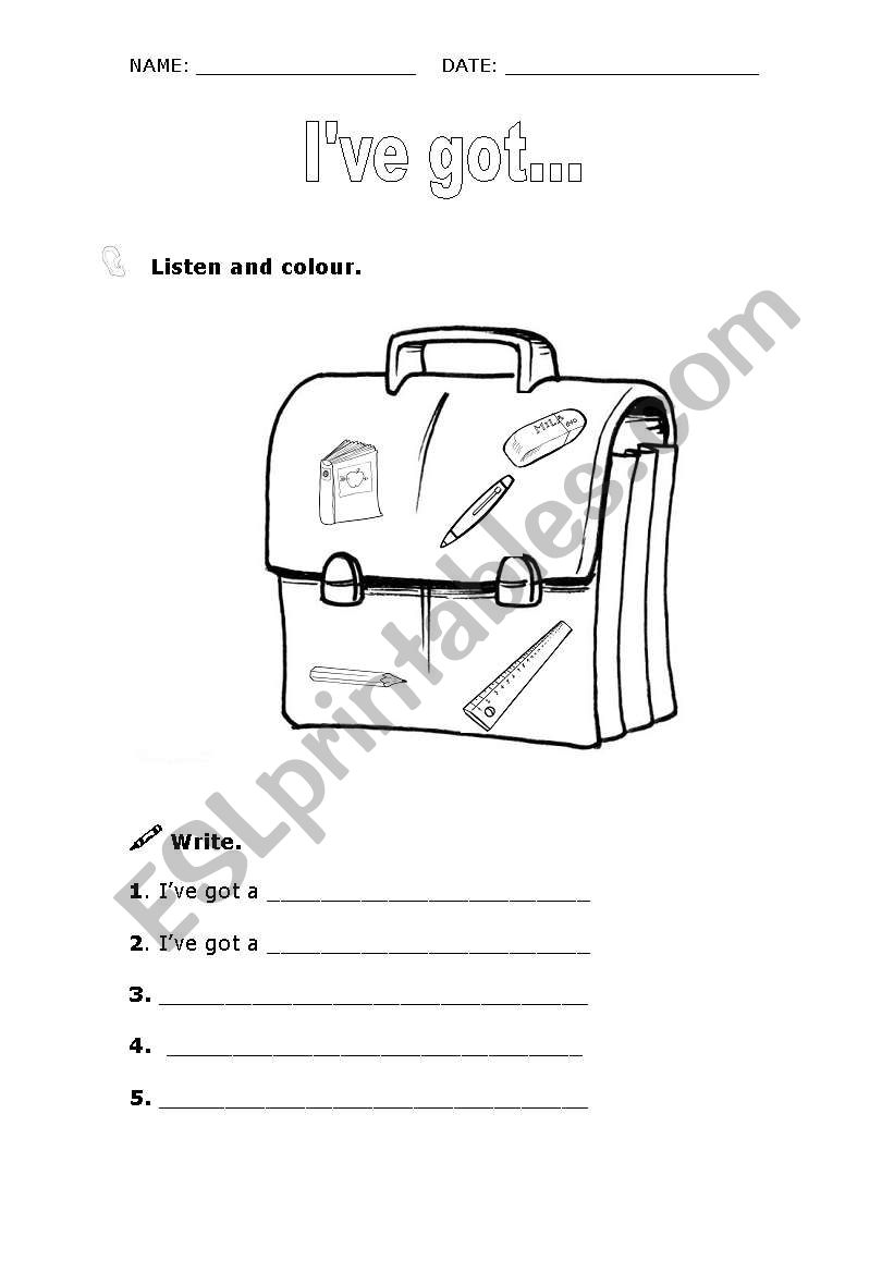 Ive got (class objects) worksheet