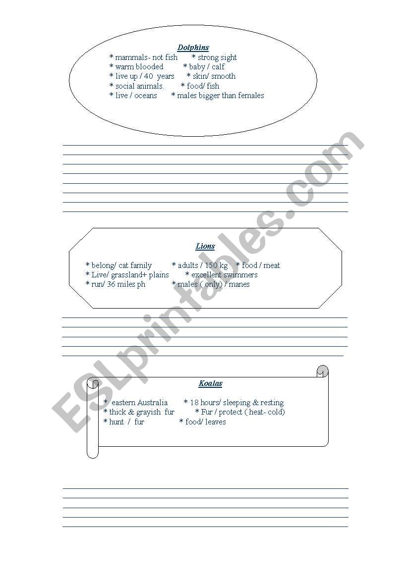 write about the animals worksheet