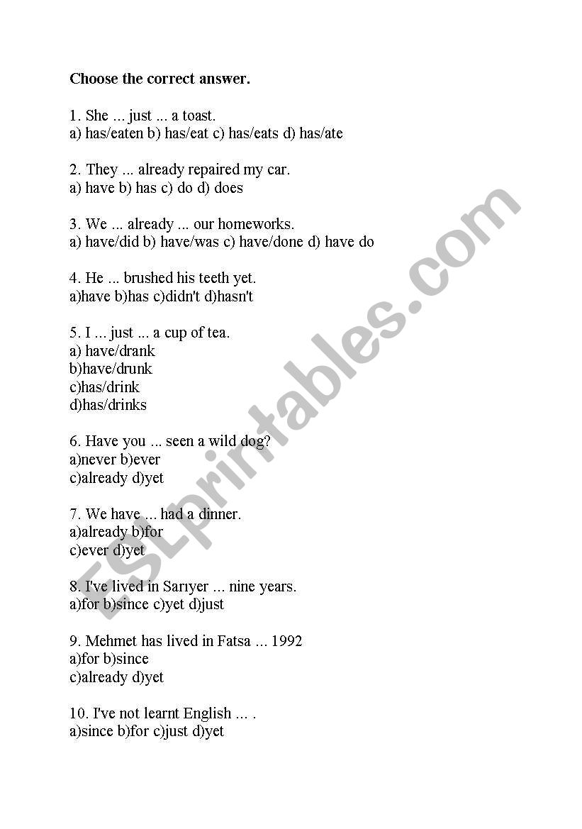 grammar review worksheet