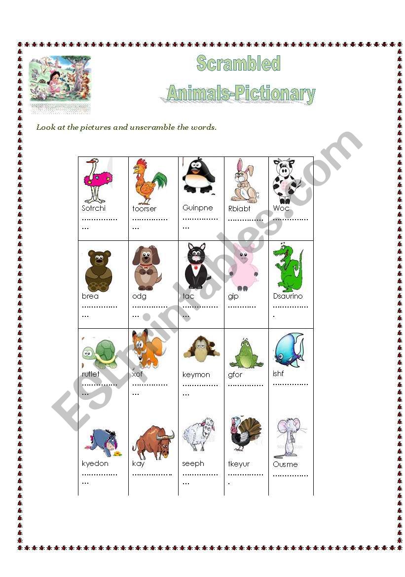 animals worksheet