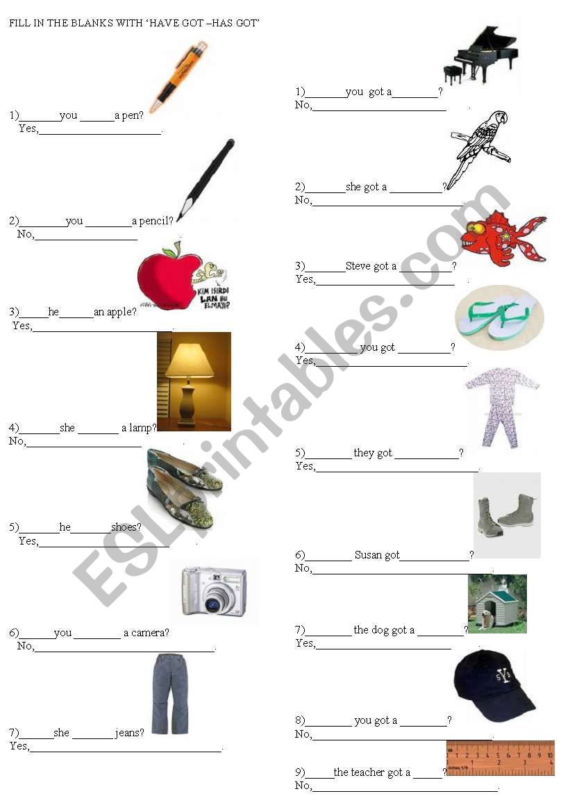 have has  worksheet