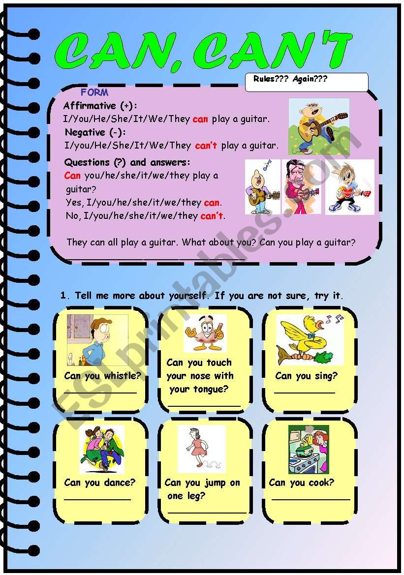 Can, canÂ´t expressing ability, 4 pages