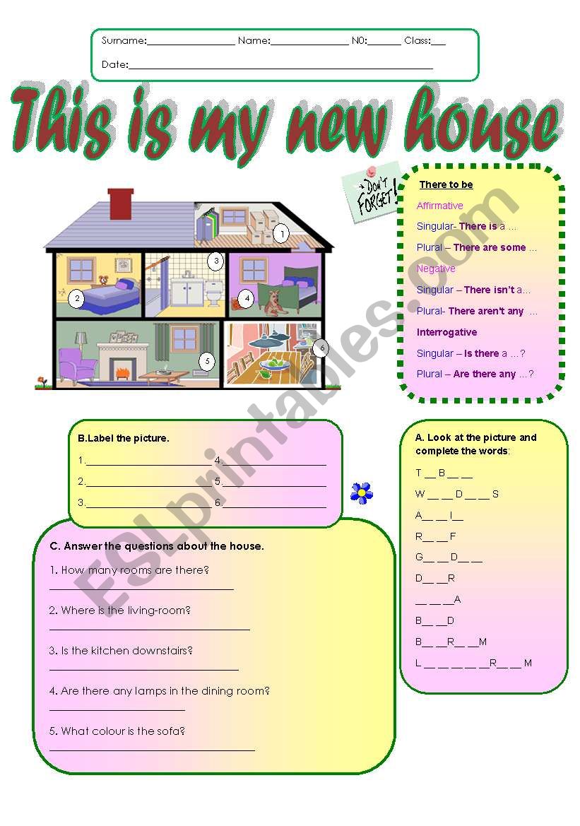 This is my new house worksheet
