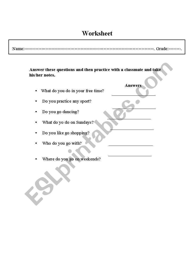 daily routine worksheet