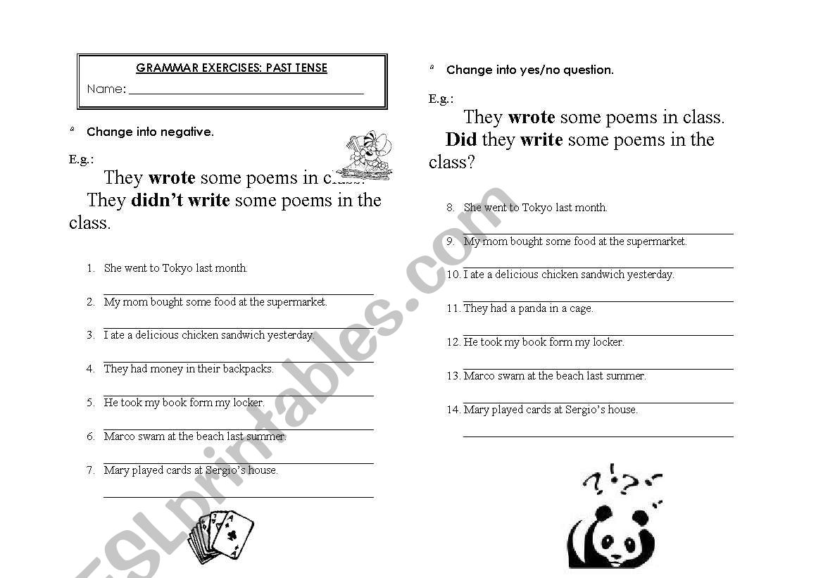 past tense exercises worksheet