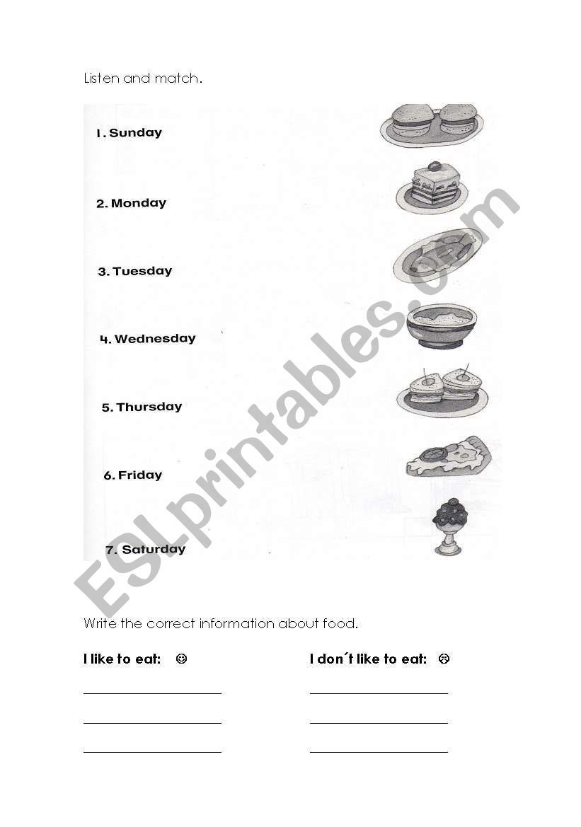 Food worksheet