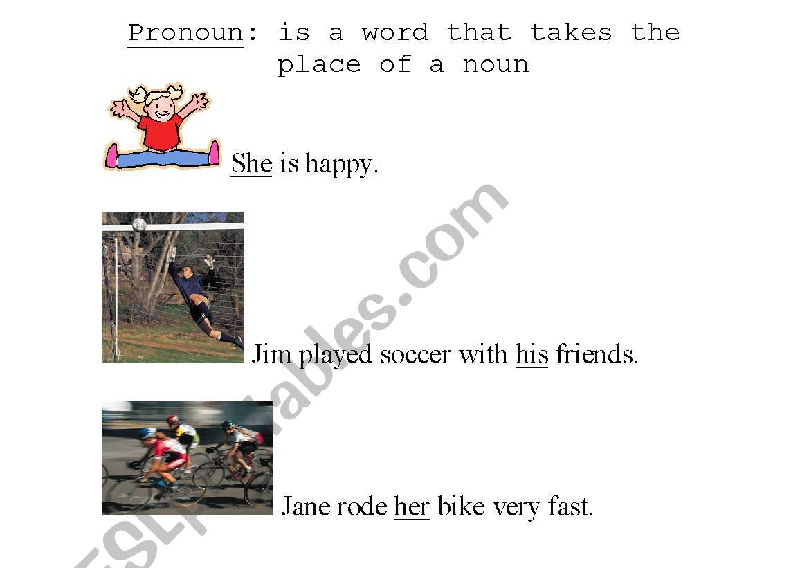 Pronoun Poster worksheet