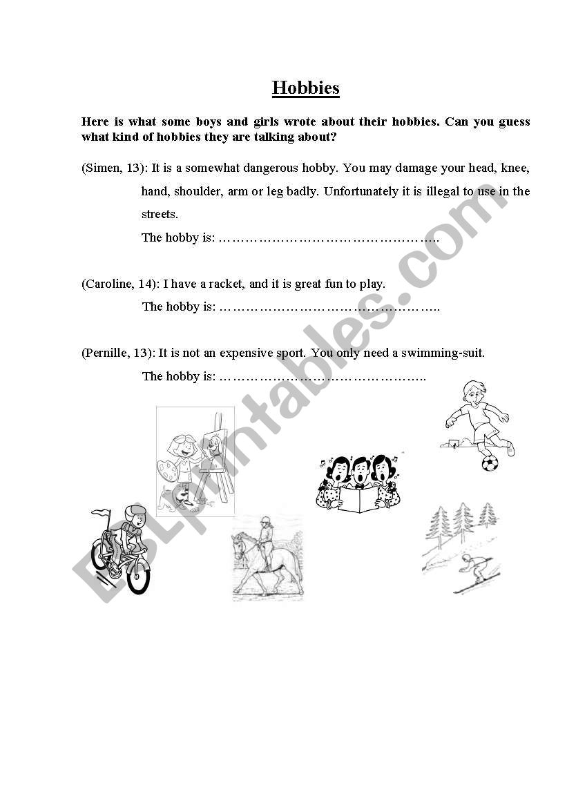 Hobbies worksheet