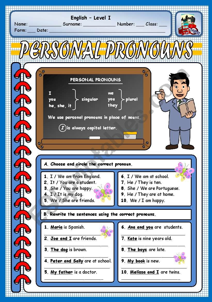 PERSONAL PRONOUNS worksheet