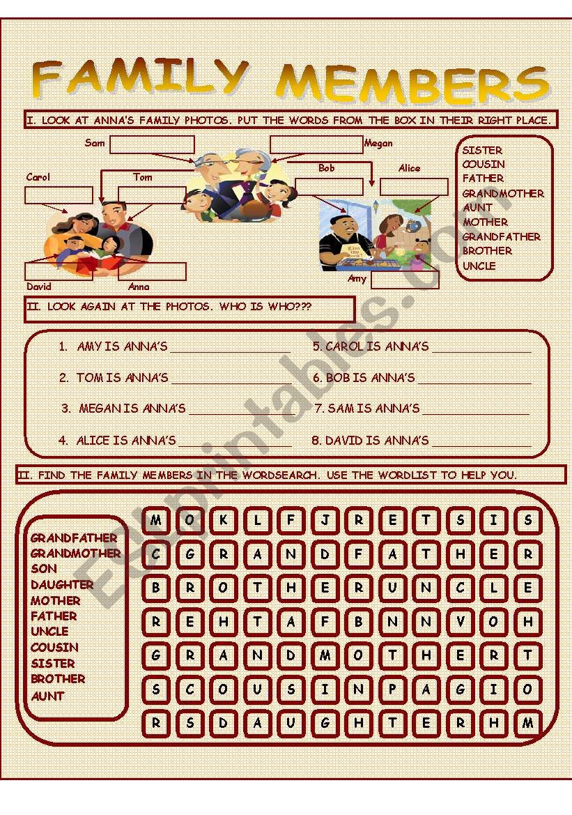 FAMILY MEMBERS worksheet