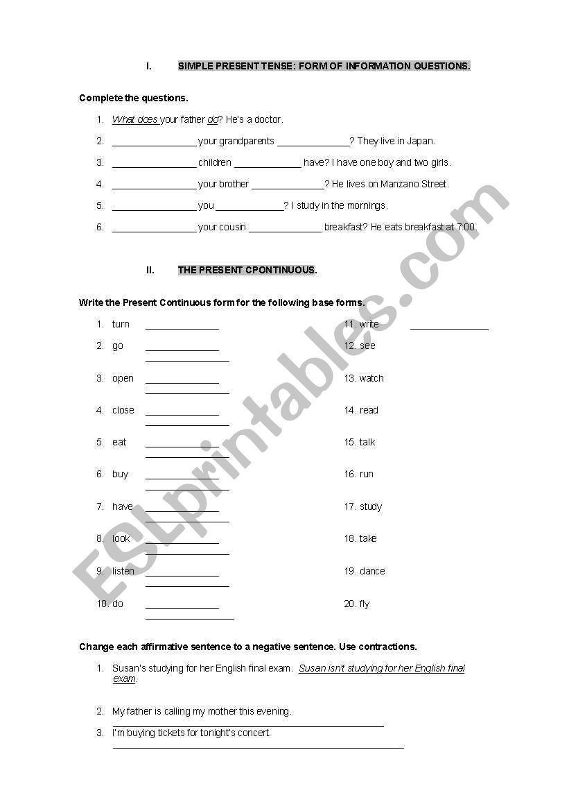 TENSES TEST2 worksheet