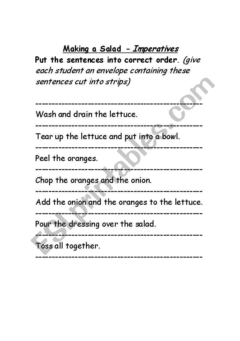 Making a Salad-Imperative worksheet