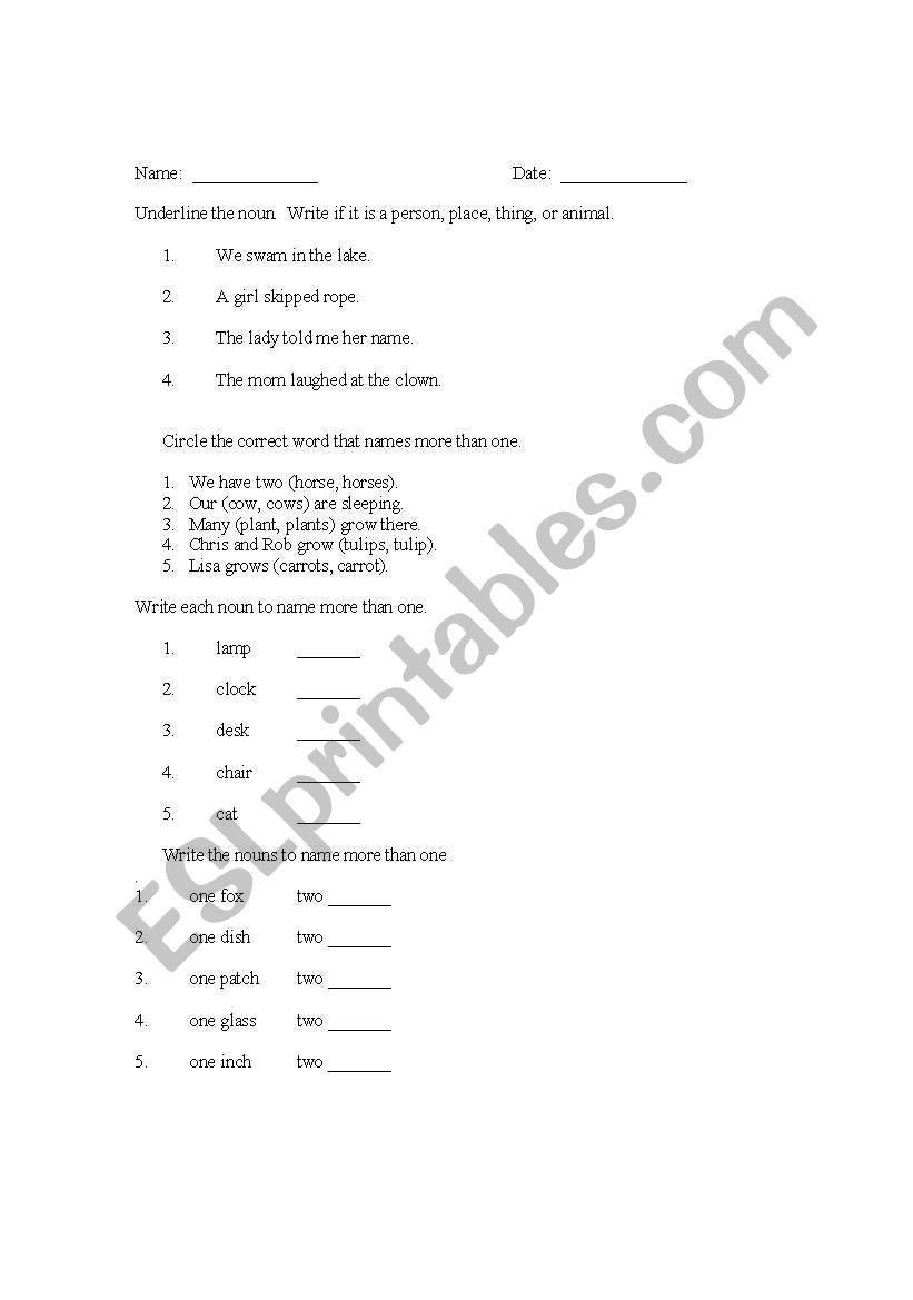 English Nouns, ABC Order worksheet