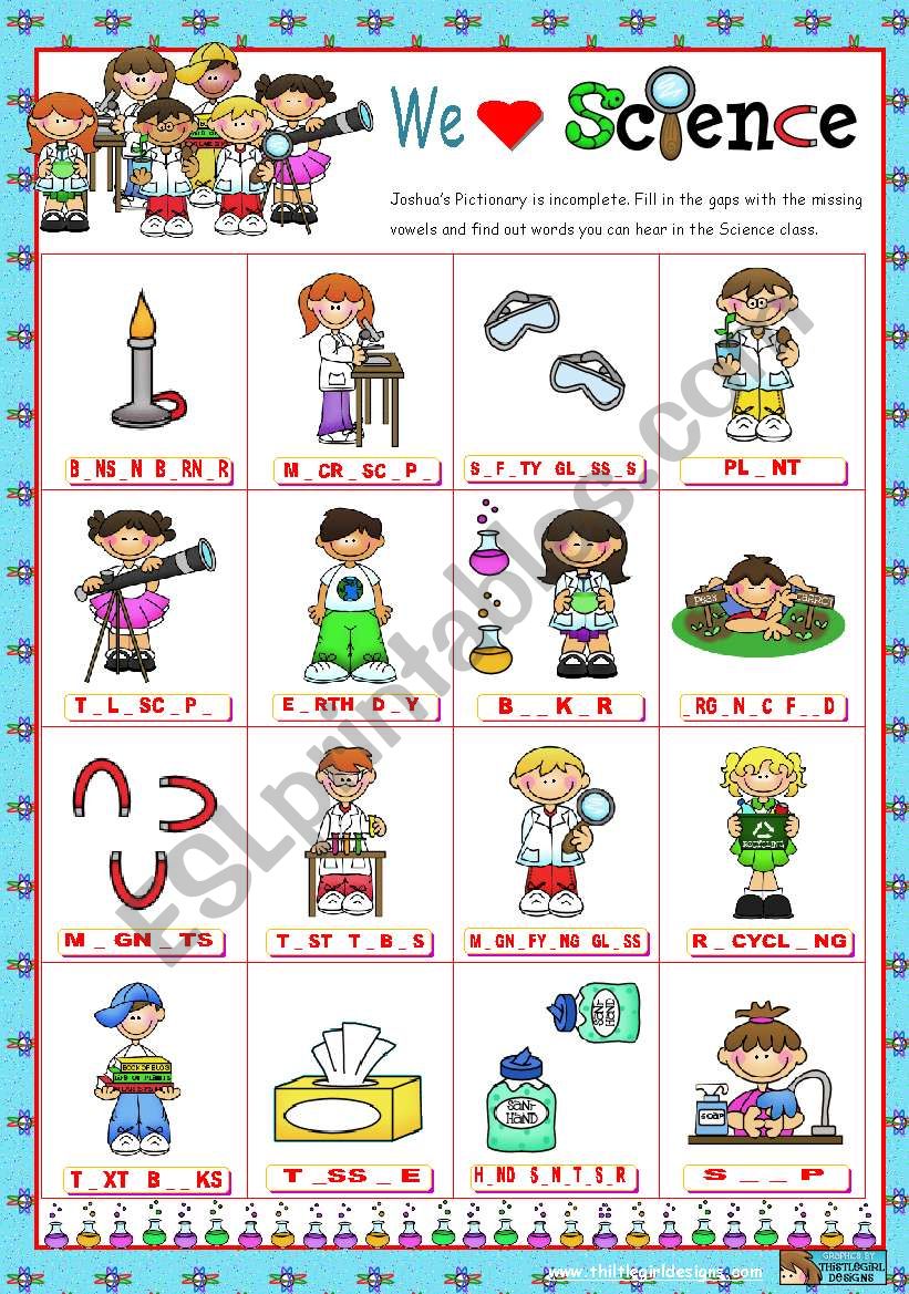 Classroom objects and symbols Set (5) - Vocabulary you can hear in a Science Class