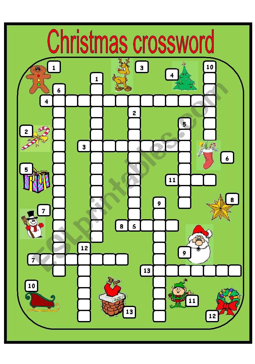 Christmas crossword worksheet