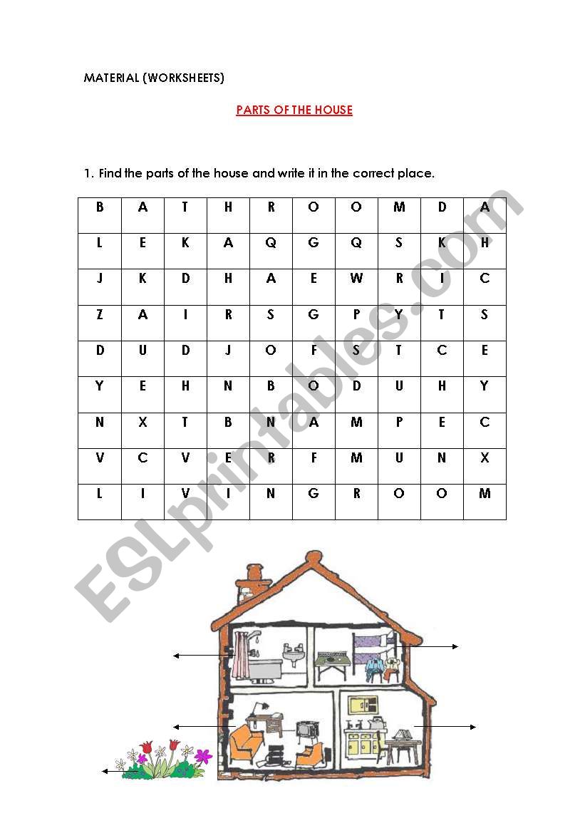 parts of the house worksheet