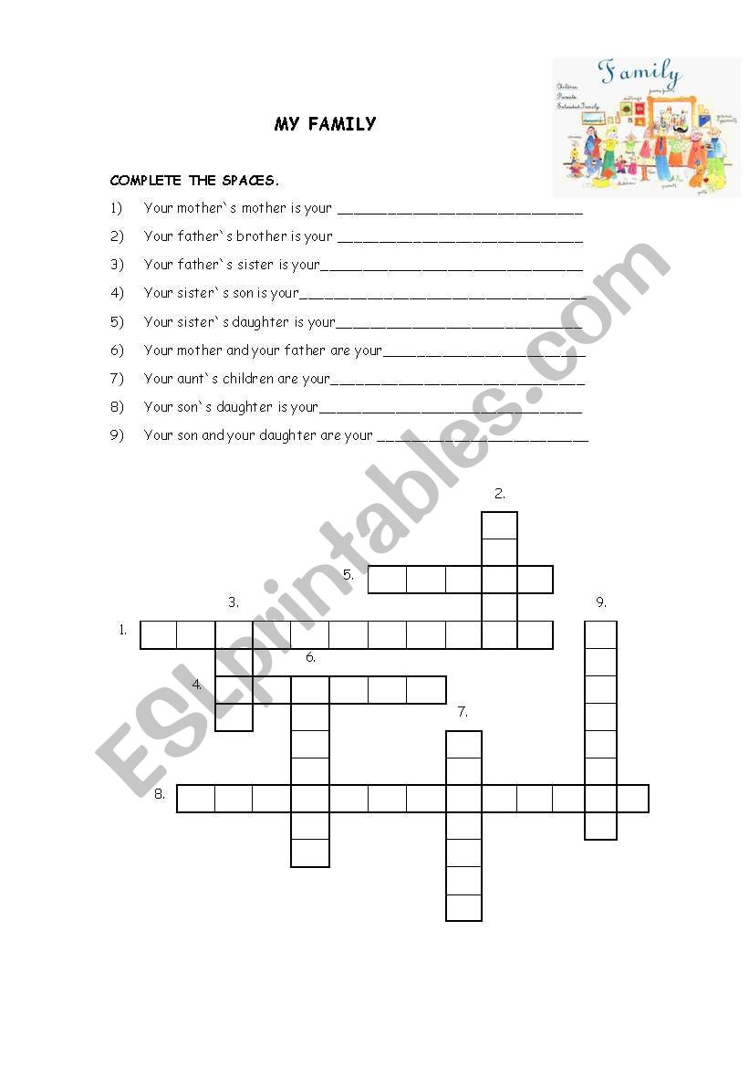my family worksheet