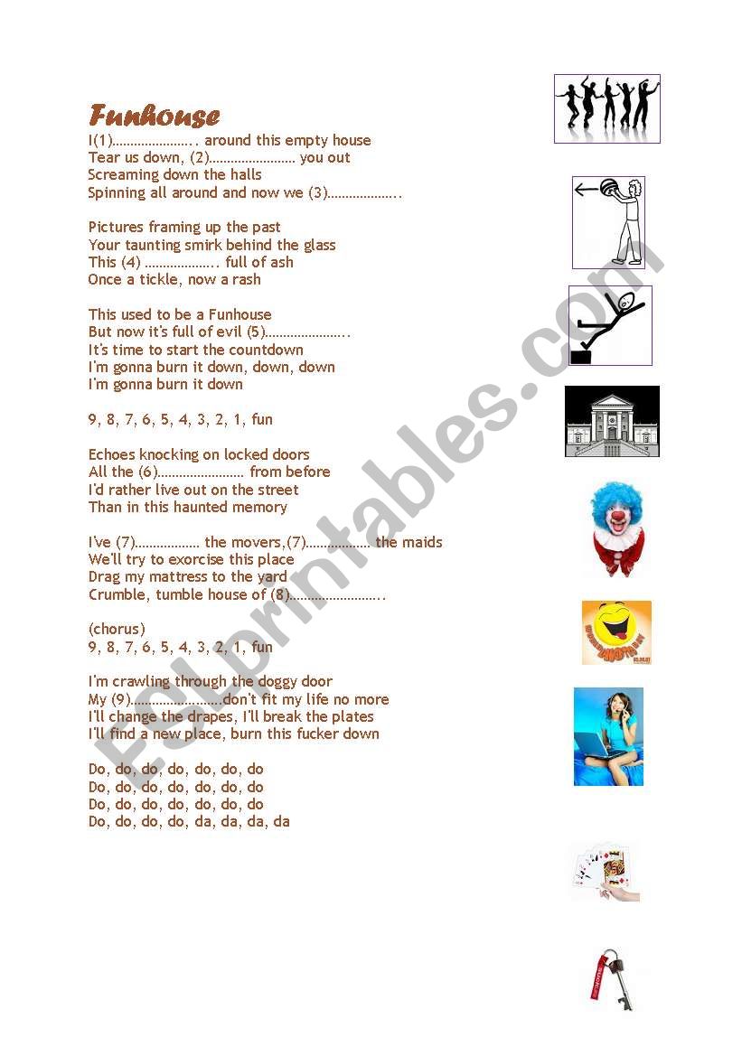 Funhouse by Pink worksheet