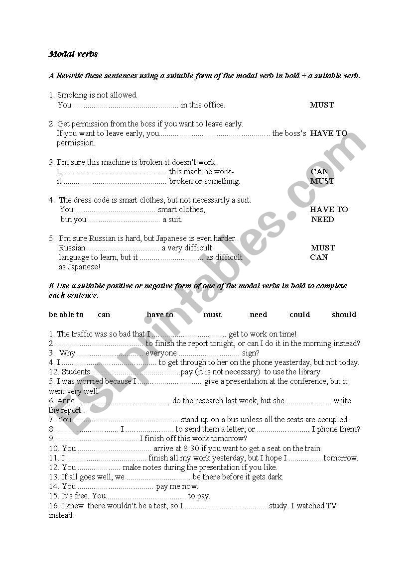 Can Could Be Able To Must Have To Need Should Esl Worksheet By Lacacg Can Could Be Able To Must Have To Need Should Esl Worksheet By Lacacg