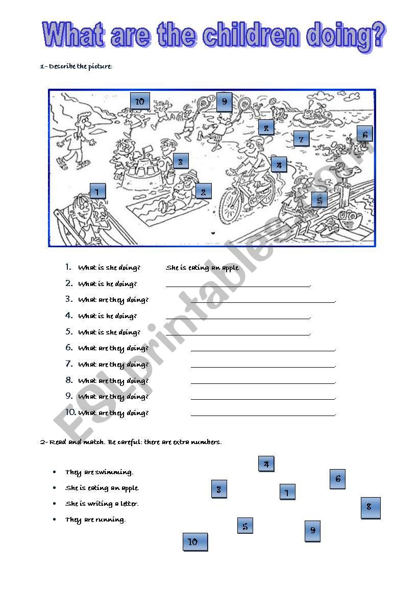 What are the children doing? worksheet