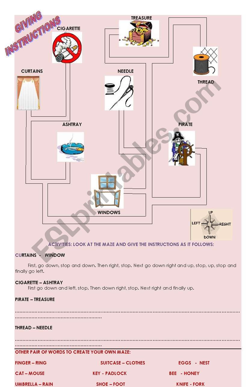 giving instructions worksheet