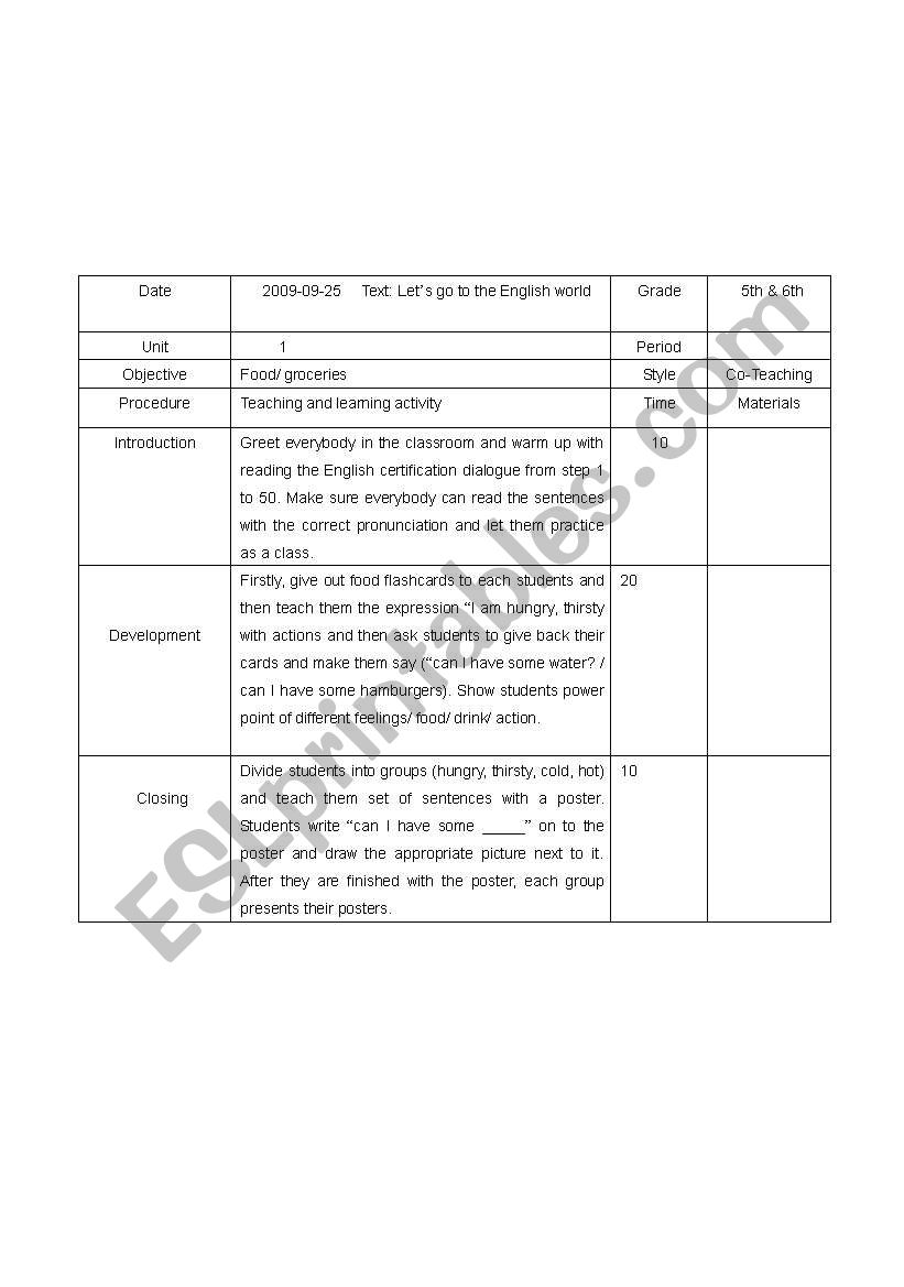 5th & 6th grade lesson plan worksheet