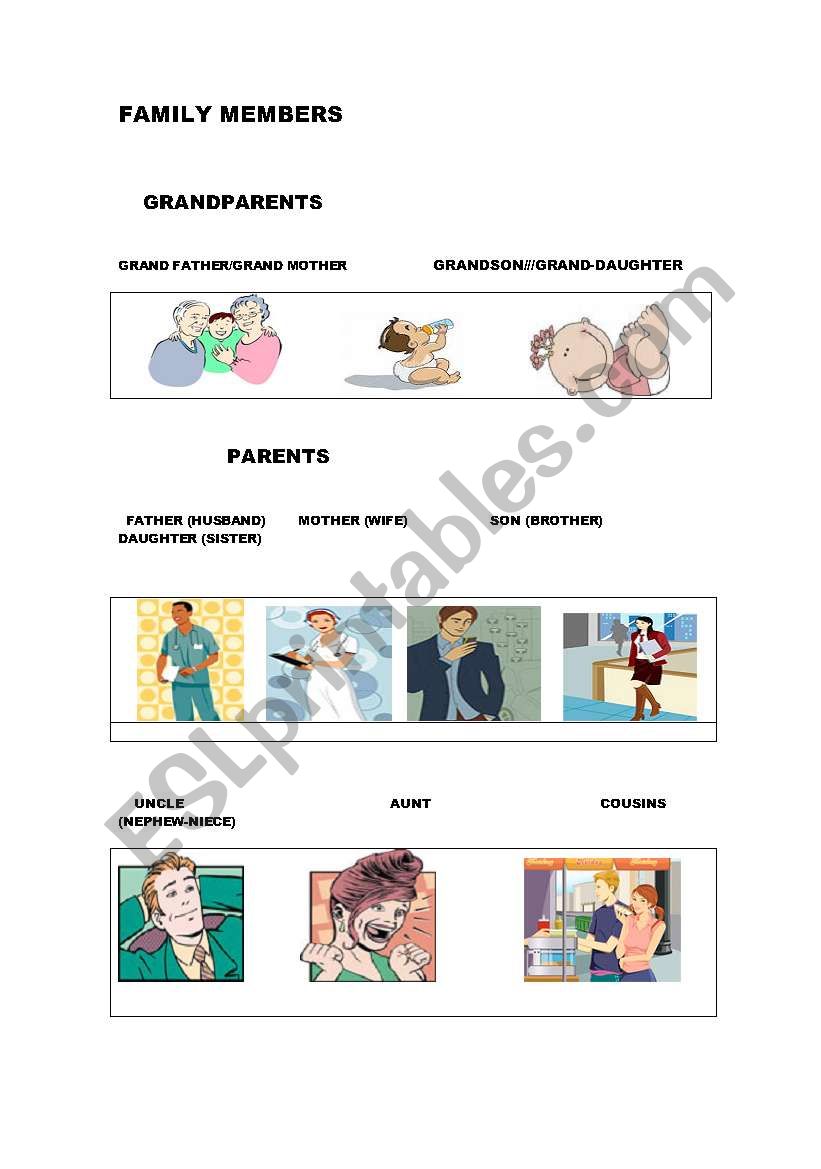 Family Members worksheet