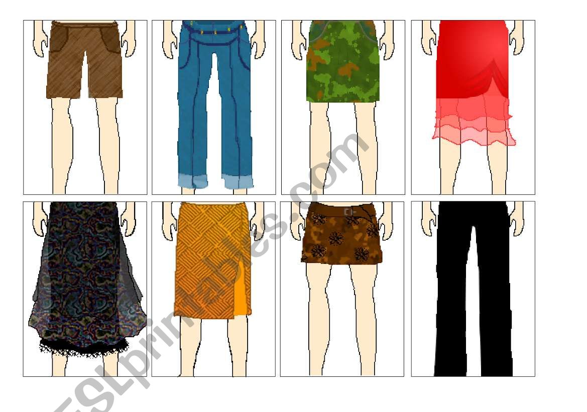 Clothes paper doll 2: skirst and trousers