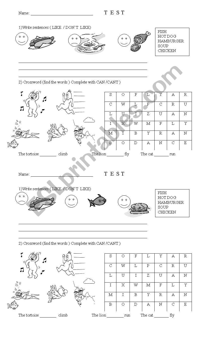 test worksheet