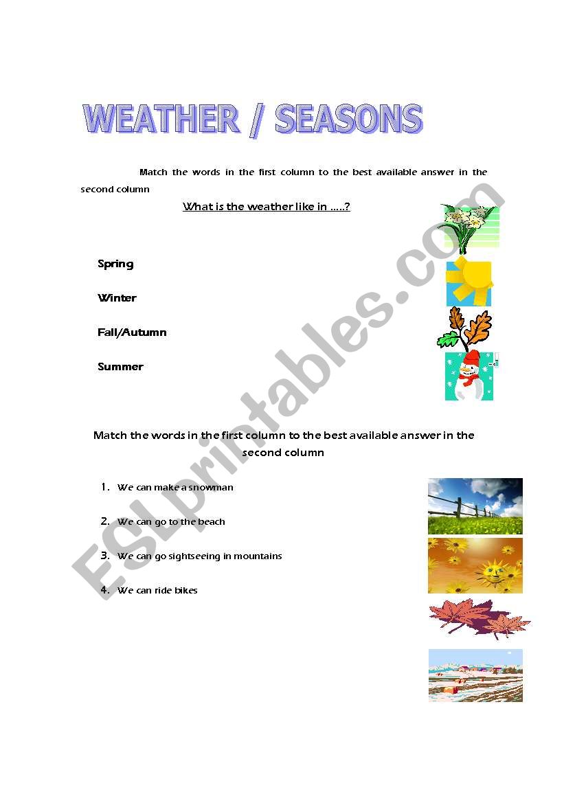 Weather/ Seasons worksheet