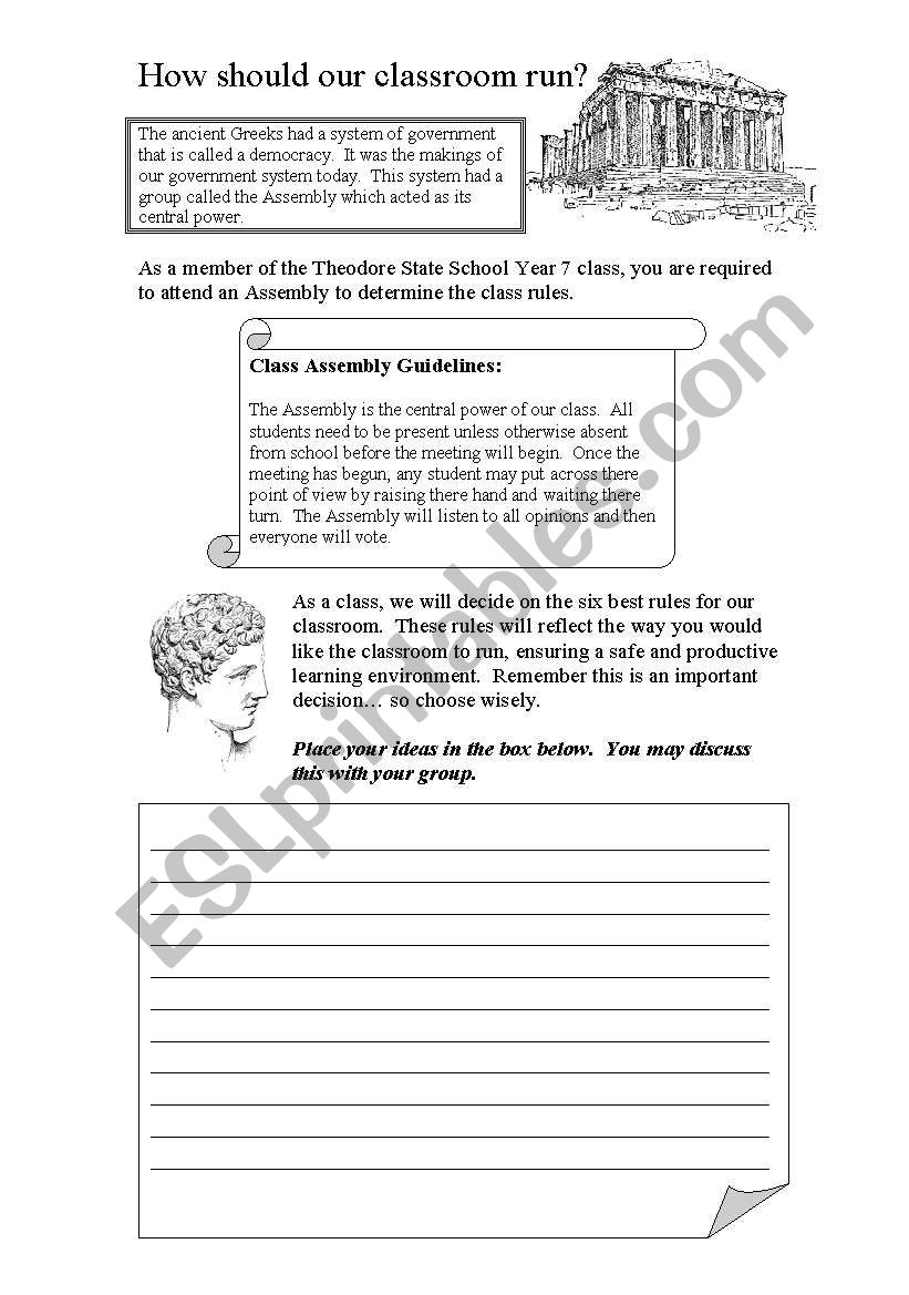 How should our classroom run? worksheet