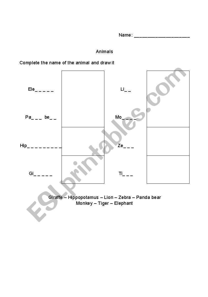 adjectives and animals worksheet