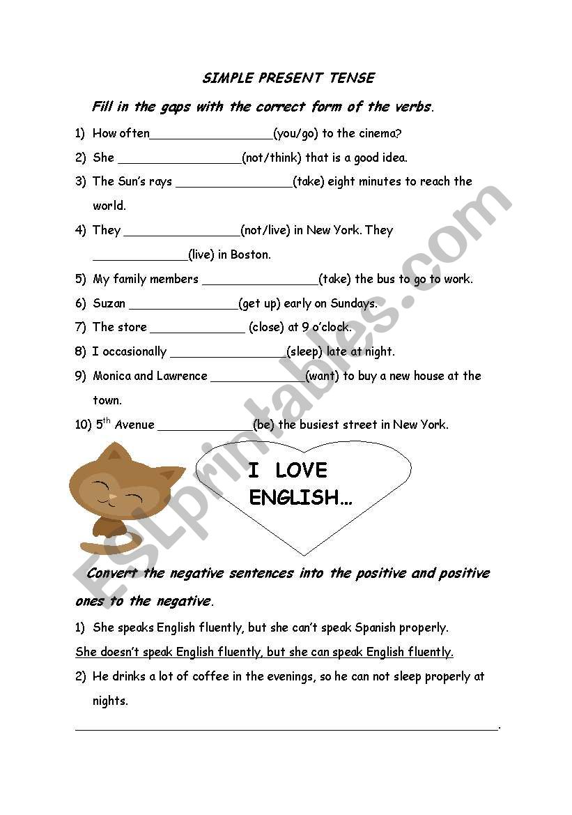 Simple Present Tense worksheet