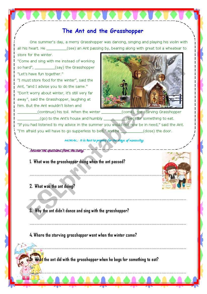 The Ant and the Grasshopper worksheet