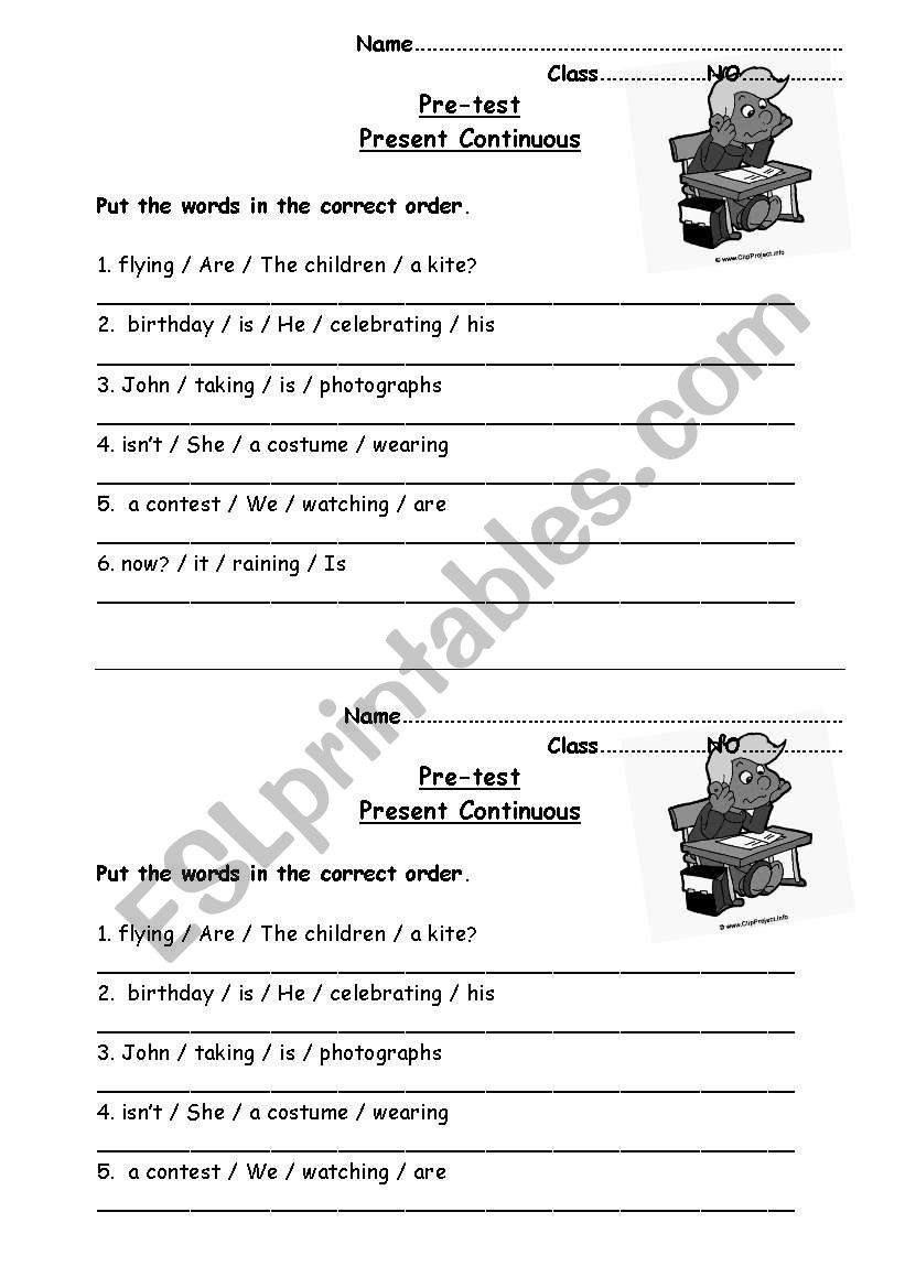 Present contineus worksheet