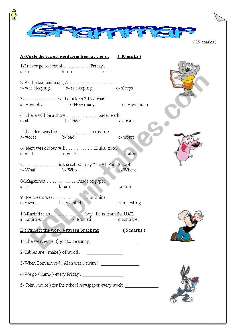 grammar worksheet