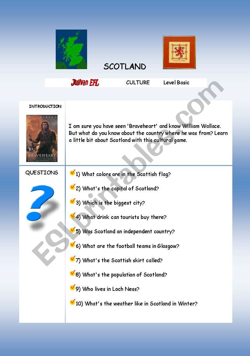 Treasure Hunt Scotland worksheet