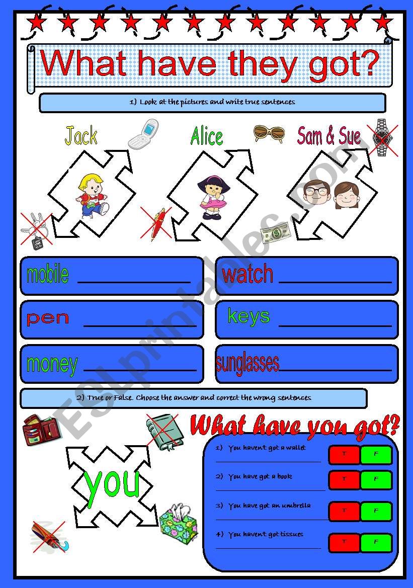 Have got + common objects worksheet