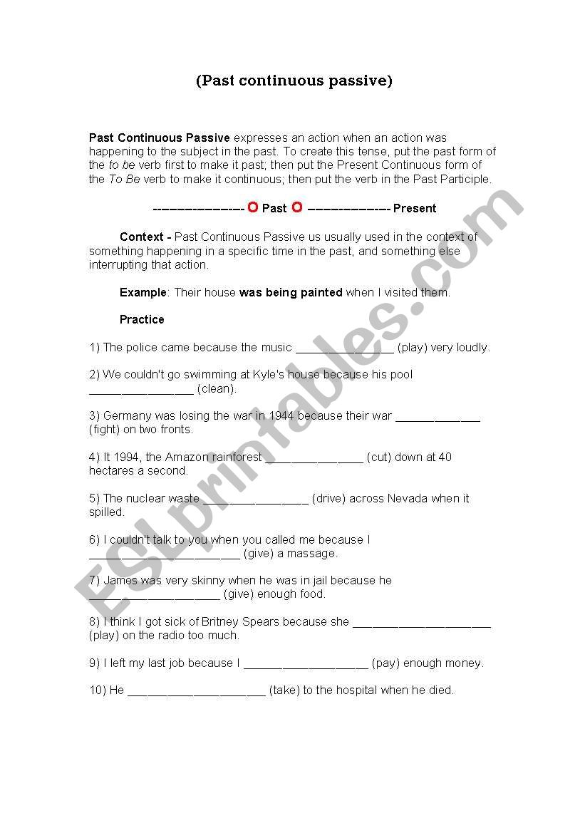 PAST  CONTINUOUS  PASSIVE  WORKSHEET