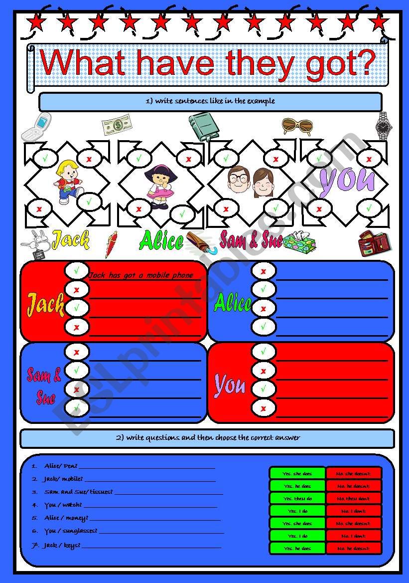 Have got + common objects 2 worksheet