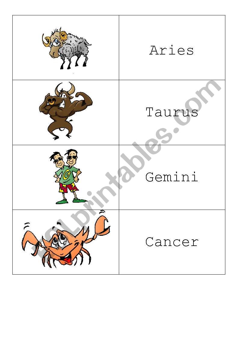 Zodiac - Memory Game worksheet