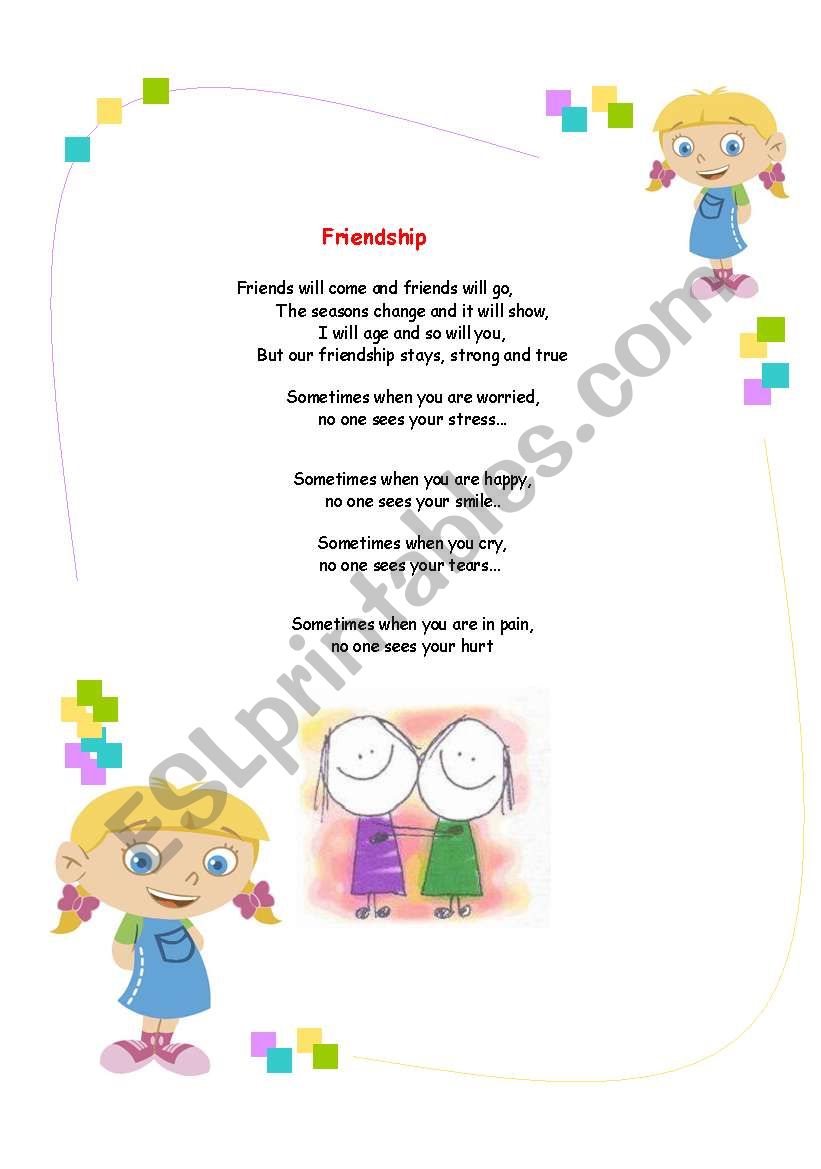 Friendship song worksheet