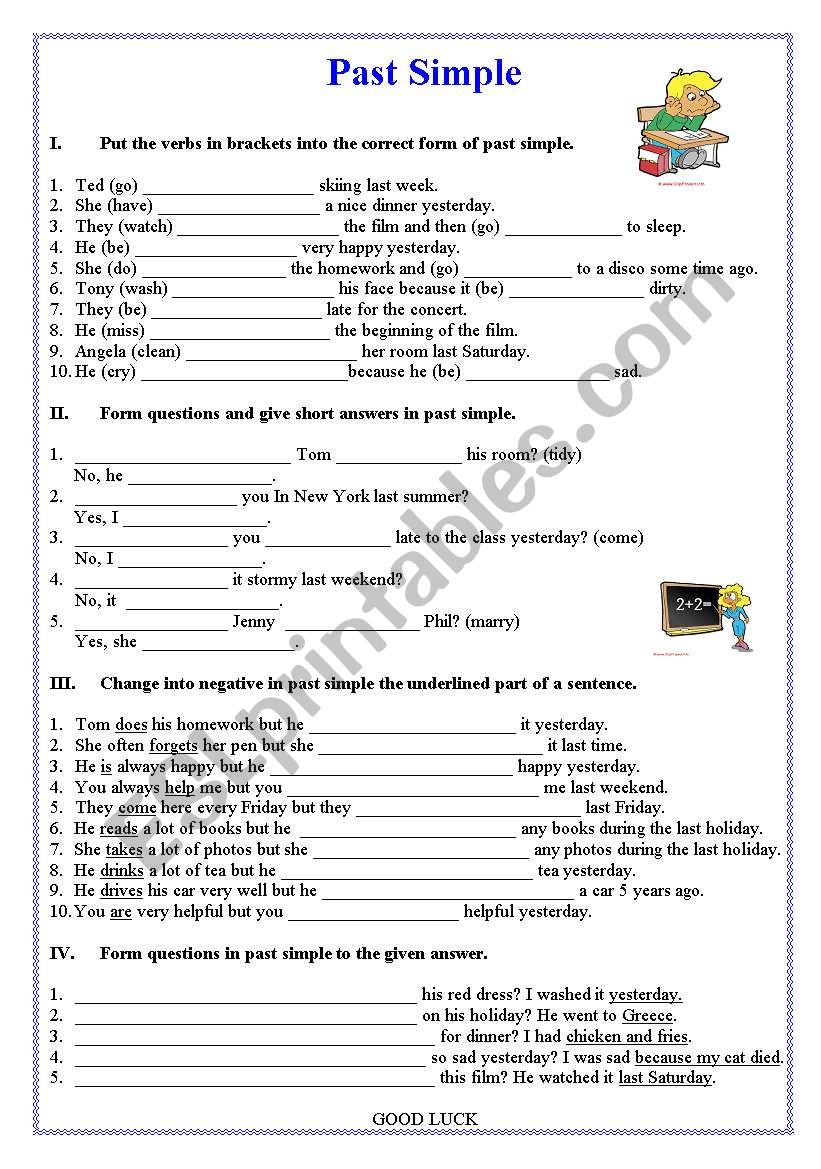 Past Simple-affirmatives/ negatives/questions and short answers