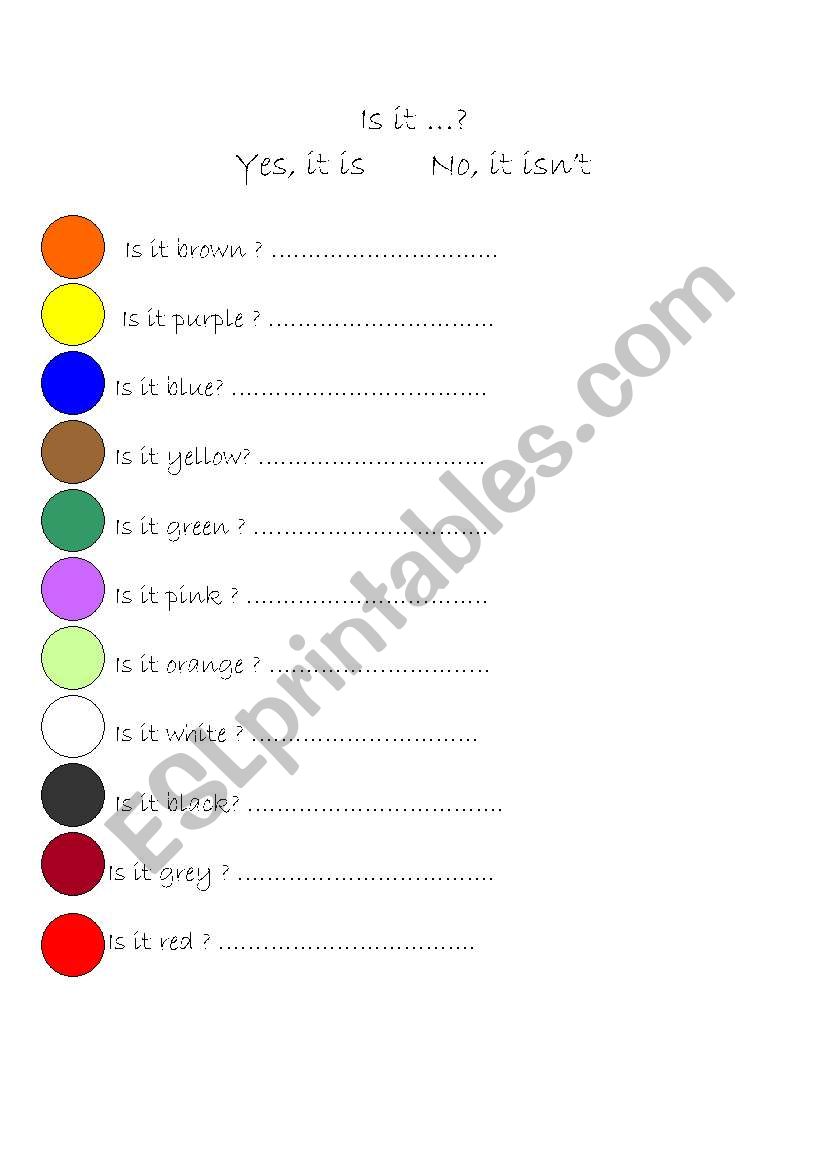 Colours worksheet