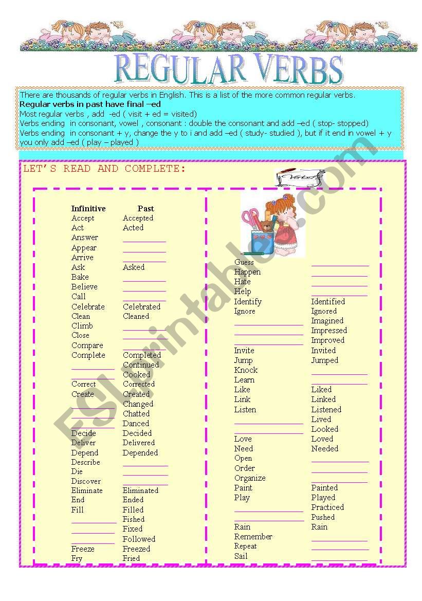 REGULAR VERBS worksheet