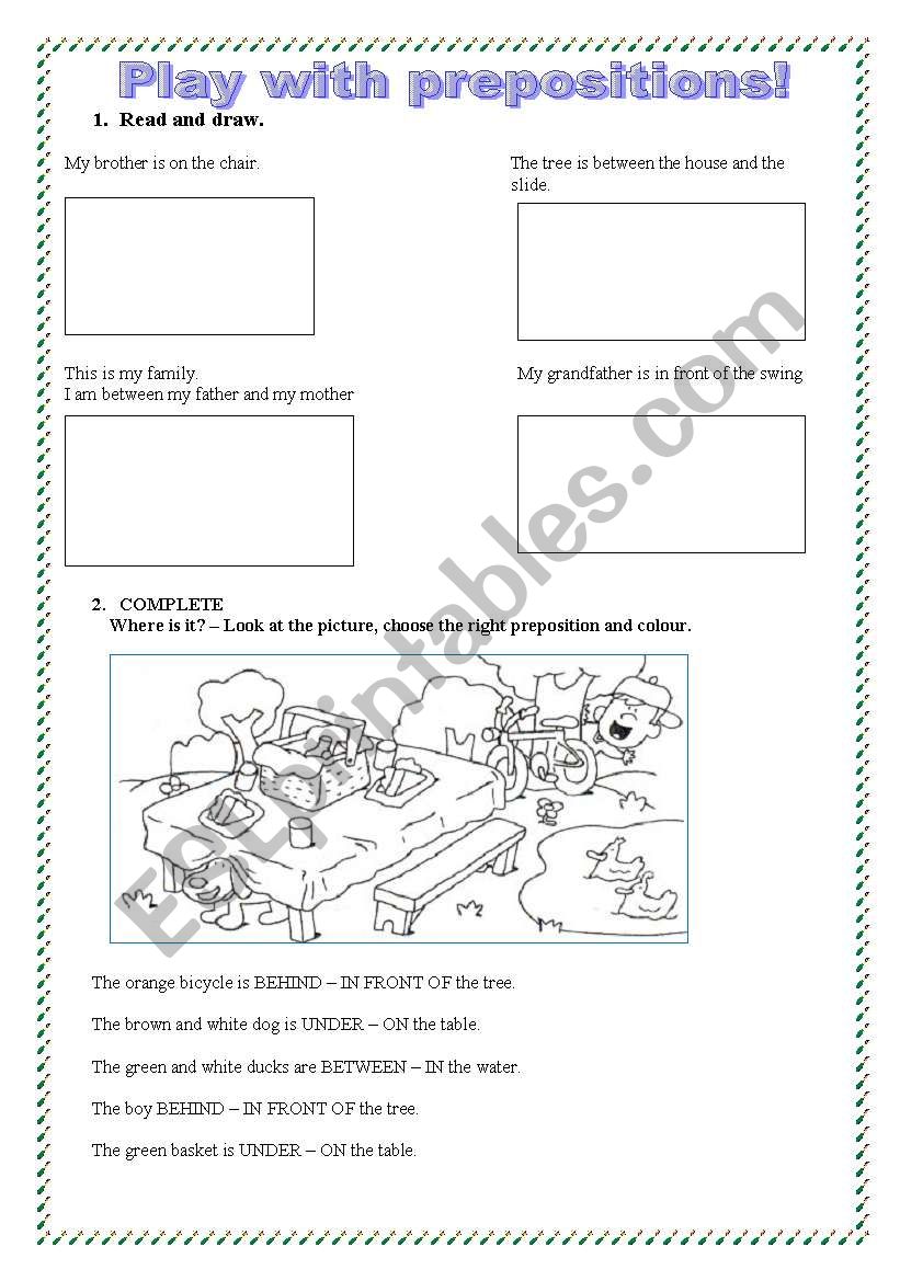 Play with prepositions worksheet