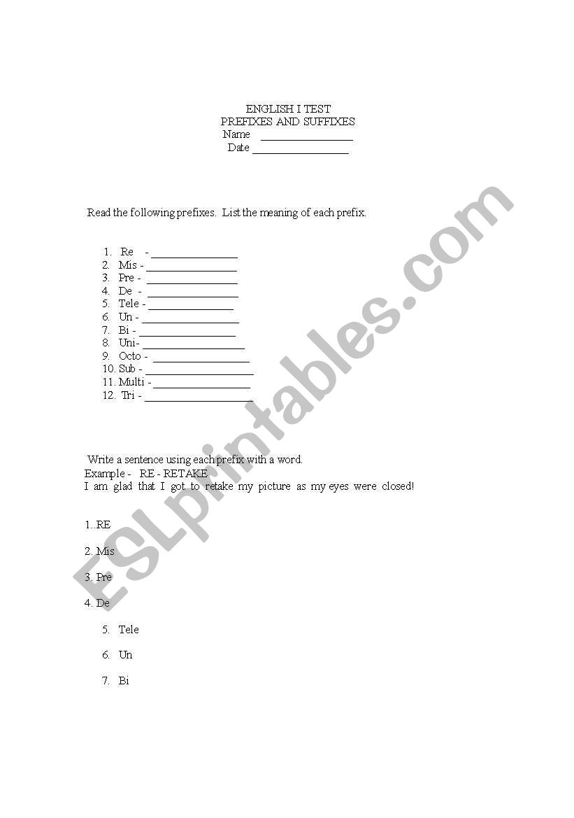english  1  test  on prefixes  and  suffixes