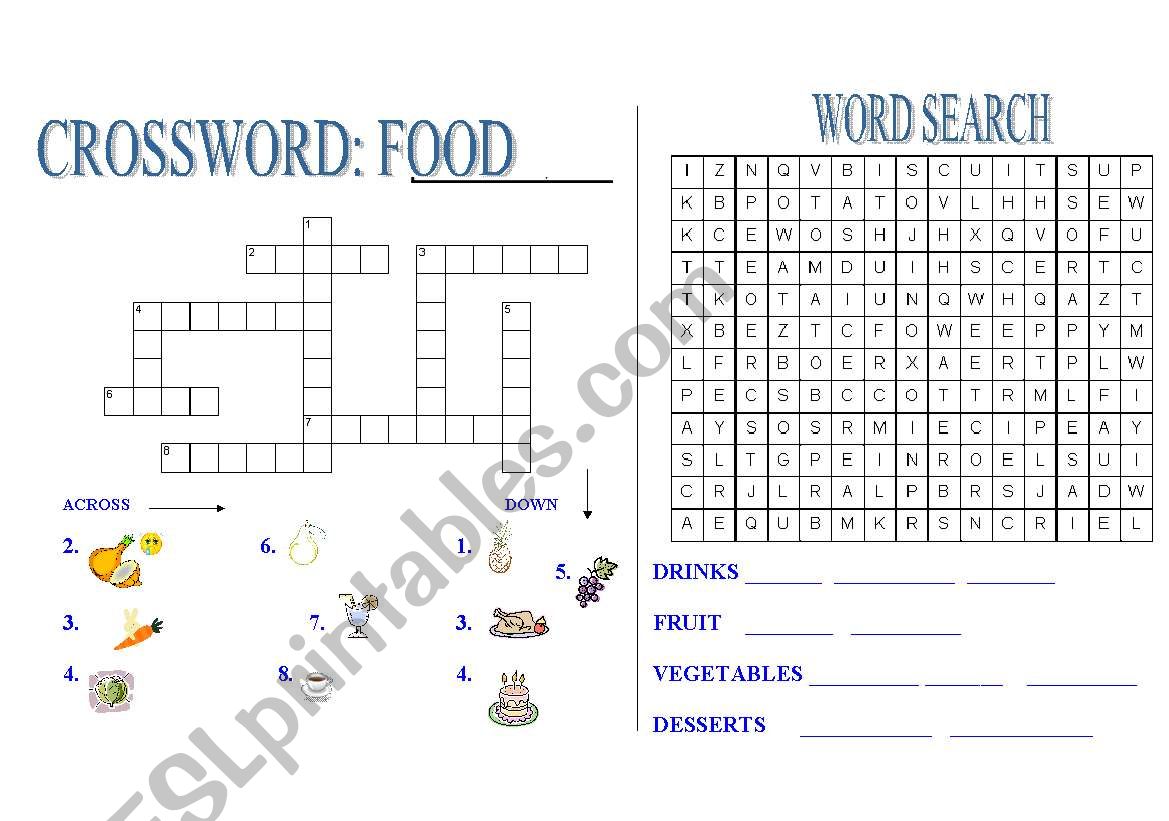 food crossword and word search