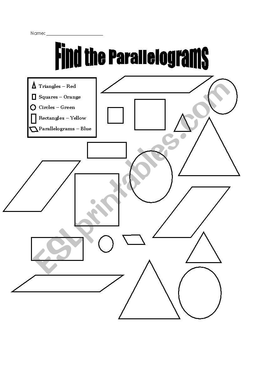 Parallelograms worksheet